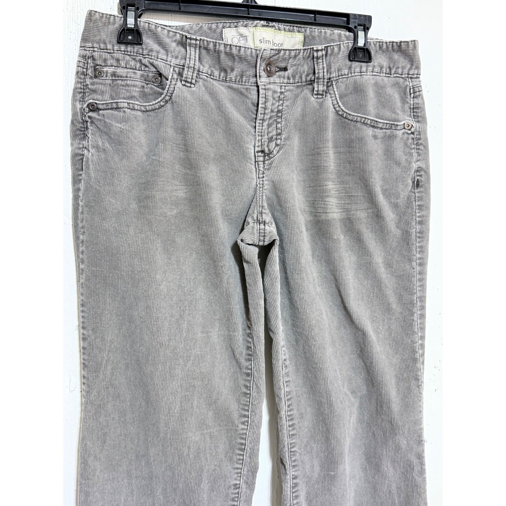 Ann Taylor LOFT Slim Boot Corduroy Pants Grey Cotton Size 8 Bootcut